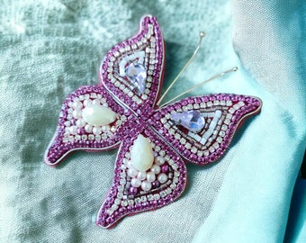 Embroidered  butterfly brooch