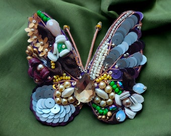 Embroidered  butterfly brooch