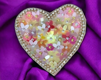 Embroidered  heart brooch