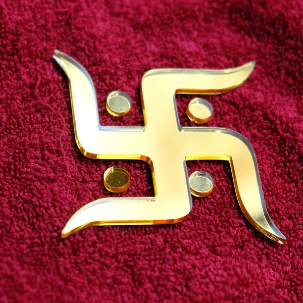 Custom Size Gold Hindu Swastik Indian for Door, 3D Gold Acrylic Stickers for Car and Home, Mandir Decor, Pooja Decor