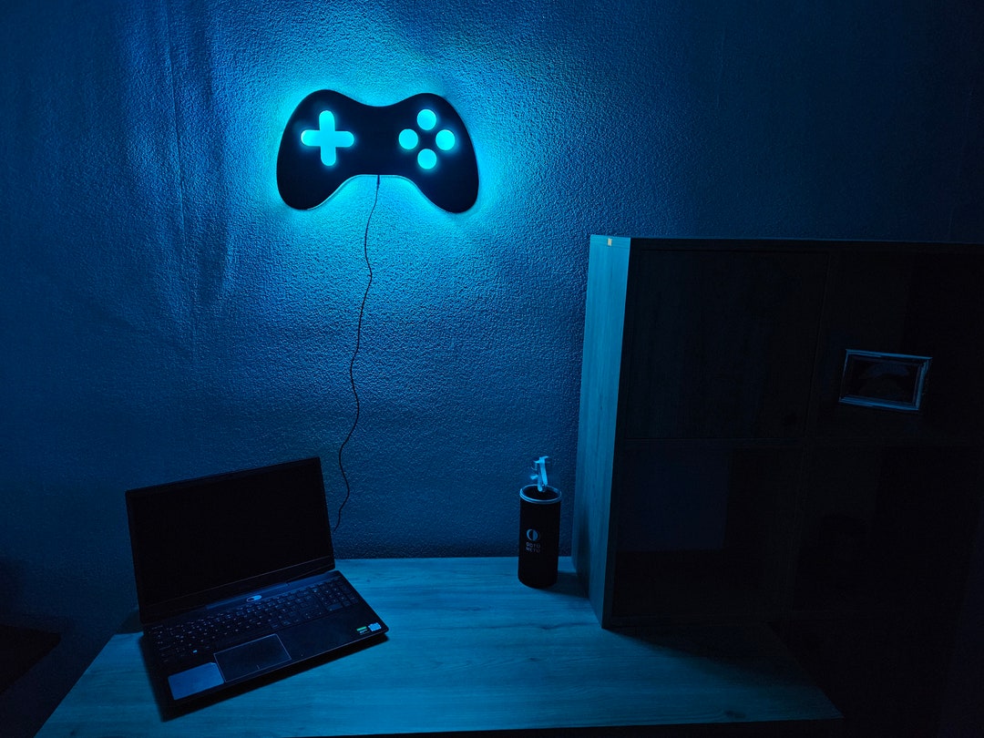 Game Console Gamer Wall Decor Led Light Frame Wall Decor Wall Etsy
