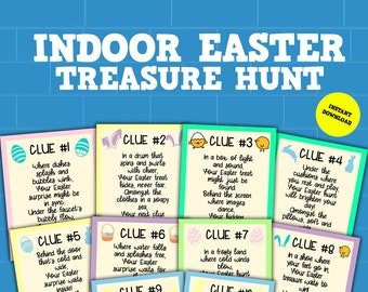 Indoor Easter Egg Hunt, Easter Activity, Easter Clues, Easter Puzzle, Community Easter Egg Hunt , Easter Printable, Digital Download Easter