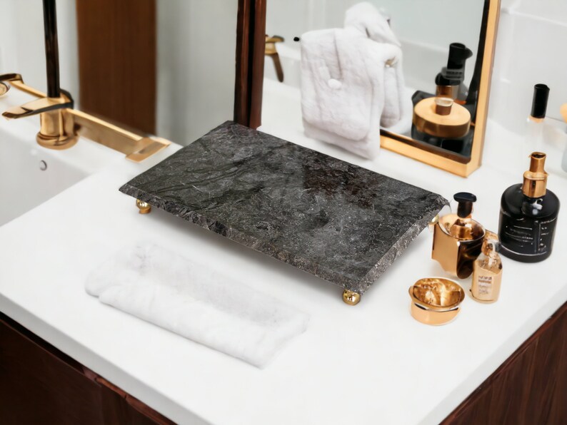 Elegant Ottoman Black Marble Tray Custom Cutting Board Kitchen or