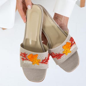 Silk embroidery handmade slippers for women, elegant handcrafted shoes and perfect gift for her on engagement, anniversary, or birthday.