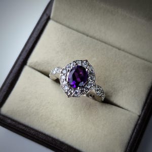 amethyst gemstone ring/ oval cut amethyst/ 925 sterling silver ring/ amethyst jewelry/ proposal ring/ promise ring/birthday gift for her