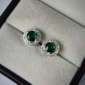 Emerald Stud Earrings: 925 Sterling Silver, May Birthstone