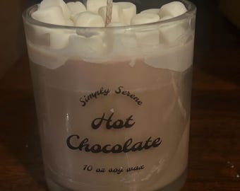 Hot chocolate scented 10 ounce glass jar soy wax