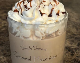 Caramel Macchiato Scented Soy Wax Candle, 10 oz Glass Jar, Perfect Coffee Aroma, Cozy Home Décor & Gift Idea