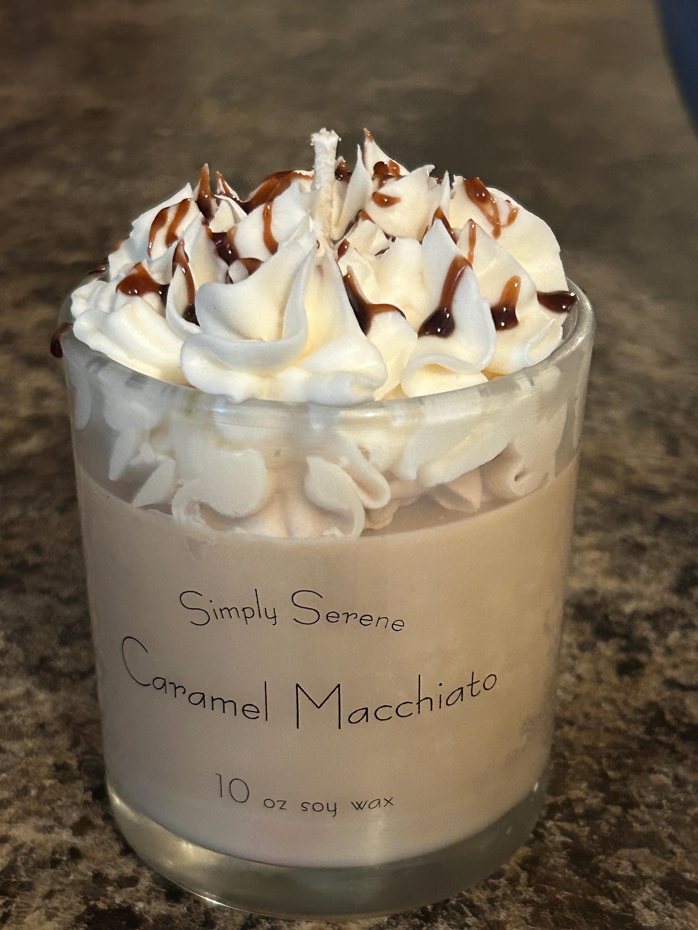 Caramel Macchiato Scented Soy Wax Candle, 10 oz Glass Jar, Perfect Coffee Aroma, Cozy Home Décor & Gift Idea