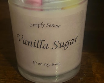 Vanilla Sugar Scented Soy Wax Candle with Hearts, 7 oz