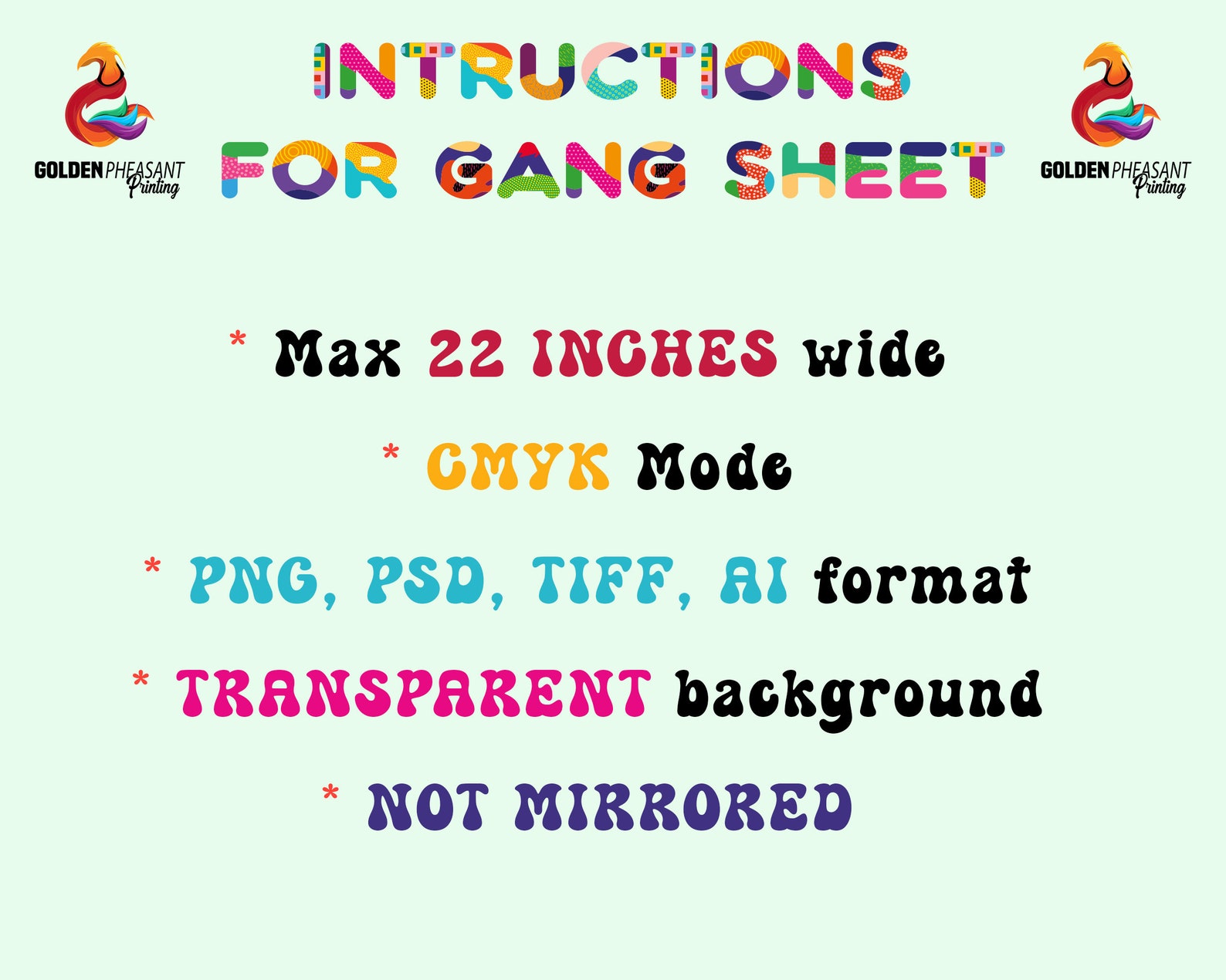 Custom Gang Sheet, Full Color DTF, DTF Transfers Ready to Press, Direct ...