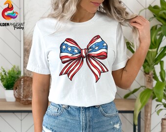 Coquette American Girl Shirt, 4th of July Shirt, Patriotic Shirt, Independence Day Shirt, American Flag Shirt, American Mom Shirt, Retro Tee