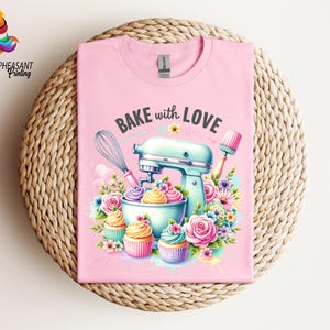 Bake With Love Tshirt, Funny Baking Shirt, Funny Baking Shirt, Retro Baker Sweatshirt, Cupcakes Tee, Baker Gift, Kitchen Shirt,Gift for Mama