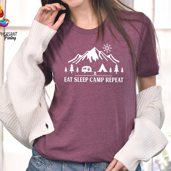 Eat Sleep Camp Repeat Shirt, Camping Shirt, Adventure Shirt, Gift For Campers, Funny Camping Tee, Camping Life Shirt, Family Camp Shirt