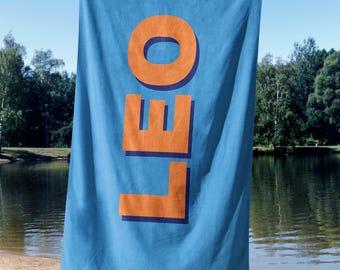 Custom Name Beach Towel, Birthday Gifts for Kids, Summer Gift, Summer Vacation Towel, Gift For Boys, Childrens Pool Towel, Pool Party