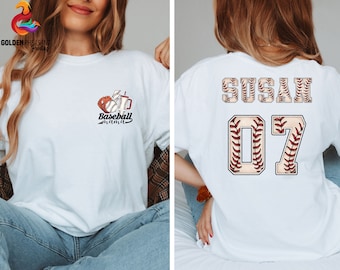 Chemise de maman de baseball personnalisée, chemise de grand-mère de baseball personnalisée, chemise le jour du match, t-shirt nom et numéro de baseball, cadeau pour amateur de baseball, cadeau maman