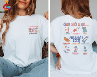 Custom Licensed Drug Dealer Shirt, Personalized Pharmacy Tech Shirt, Christian Shirt, Bible Verse Shirt, Pharmacy Shirt, Future Nurse Gift