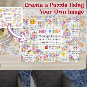 Personalized Name Teacher Puzzle, Jigsaw Puzzle, Custom Wooden Puzzle, Teacher Appreciation, Thank You Gift for Teacher, Puzzle Piece