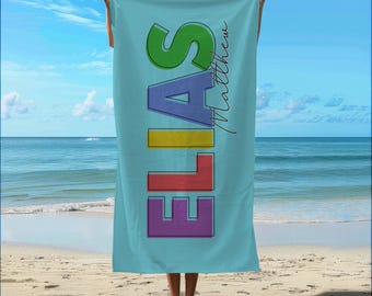 Custom Name Beach Towel, Summer Beach Party Gift, Kid Gift For Vacation, Bath Towel, Personalized Pool Towel