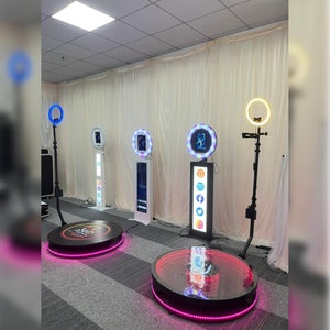 Led Ring Pattern Photo Booth 360 Photo Booth With Mirror Platform, Automatic Spinner With Ring Light ...