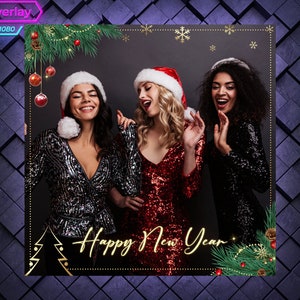 New Year 360 Photo Booth Overlay. Happy New Year 360 Booth Template. 360 Overlay for New Year Party. New Year 360 Overlay.