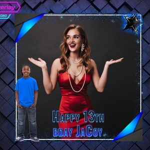 Blue and turqoise 360 Photo Booth Overlay. Birthday 360 Booth Template. 360 Overlay for parties. 360 Overlay for Touchpix LumaBooth