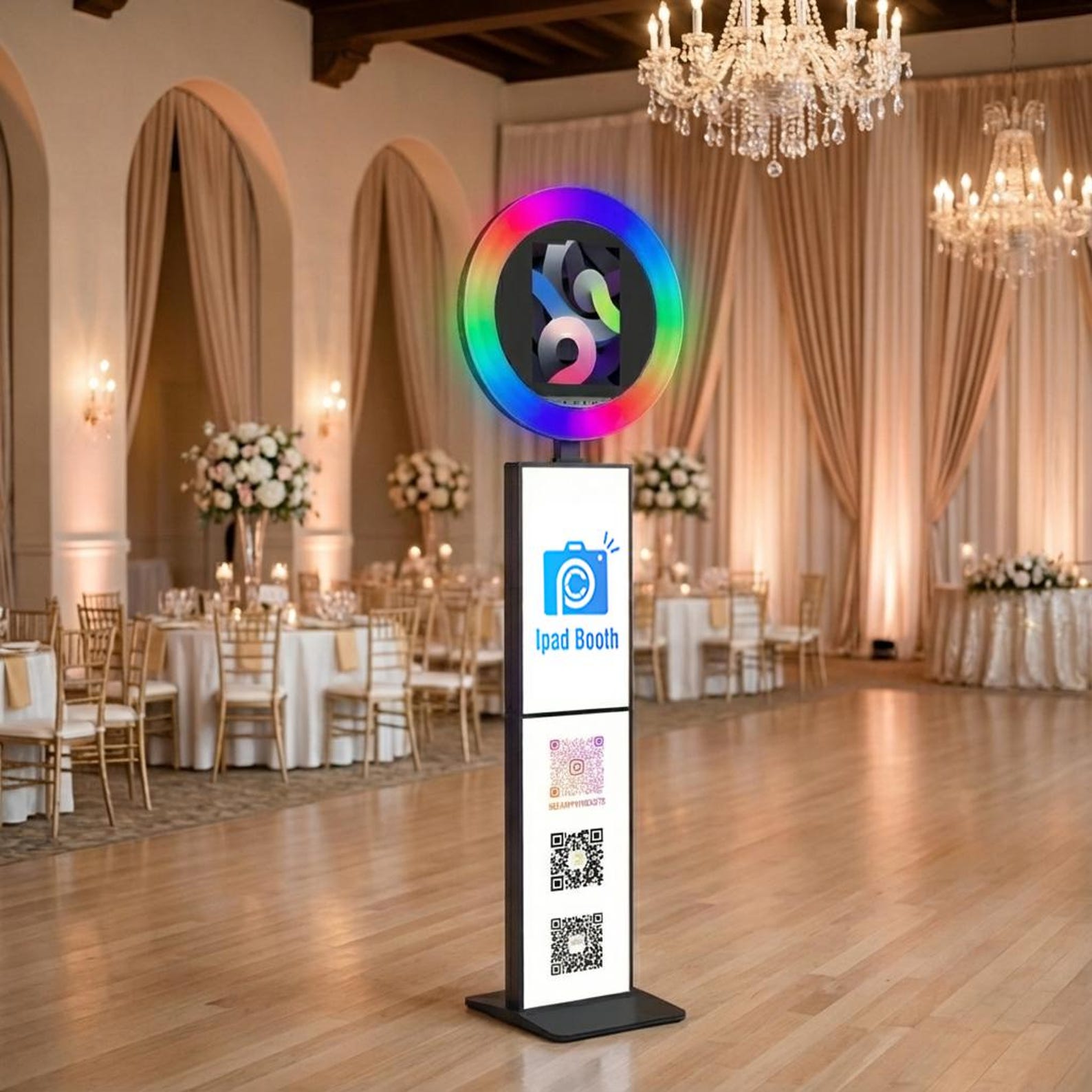 Led Ring Pattern Photo Booth Aluminum iPad Photo Booth With LED Ring Light, Modern Folding Booth in ...