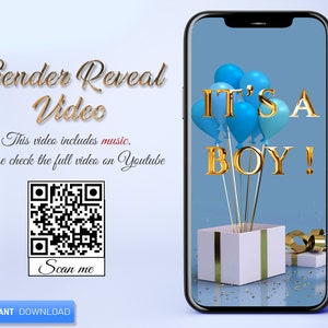 It&#39;s a Boy Gender Reveal Video. Video Pregnancy Announcement. Video Gender Reveal. Digital Baby Announcement. Baby Boy Announcement