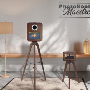 Wooden Photo Booth with mini-PC. Photobooth. Wooden photo booth with Tripod. Folding photo booth with Printer Stand