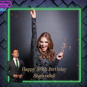 Green and gold 360 Photo Booth Overlay. Birthday 360 Booth Template. 360 Overlay for parties. Green Frame 360 Overlay for Touchpix LumaBooth