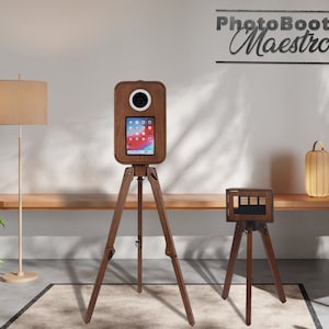Guscio in legno per iPad Photo Booth. iPad Photobooth. Photo booth in legno con treppiede. Photo booth pieghevole con supporto per stampante