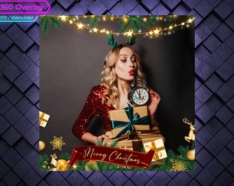 Christmas 360 Photo Booth Overlay. New Year 360 Booth Template. 360 Overlay for Christmas Party. New year 360 Overlay.