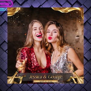 Golden Bootless 360 Photo Booth Overlay.  360 Overlay for Birthday Party. 360 Template with Golden Sparkles and Shampagne Bootless