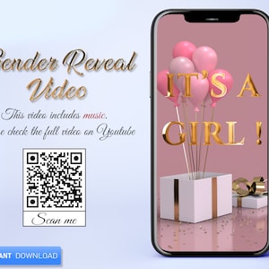 It&#39;s a Girl Gender Reveal Video. Video Pregnancy Announcement. Video Gender Reveal. Digital Baby Announcement. Baby Girl Announcement