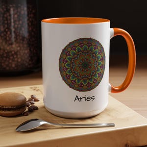 Aries Accent Coffee Mug (15oz) unique pottery cup ceramic gift set custom gift mug astrology mug zodiac mug zodiac sign mug