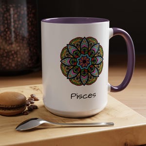Pisces Accent Coffee Mug (15oz) unique pottery cup ceramic gift set custom gift mug astrology mug zodiac mug zodiac sign mug