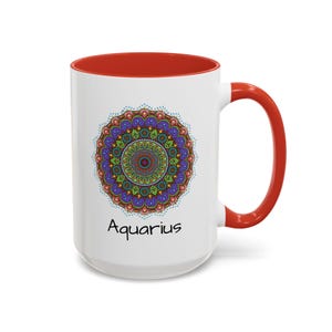 Aquarius Accent Coffee Mug (15oz) unique pottery cup ceramic gift set custom gift mug astrology mug zodiac mug zodiac sign mug