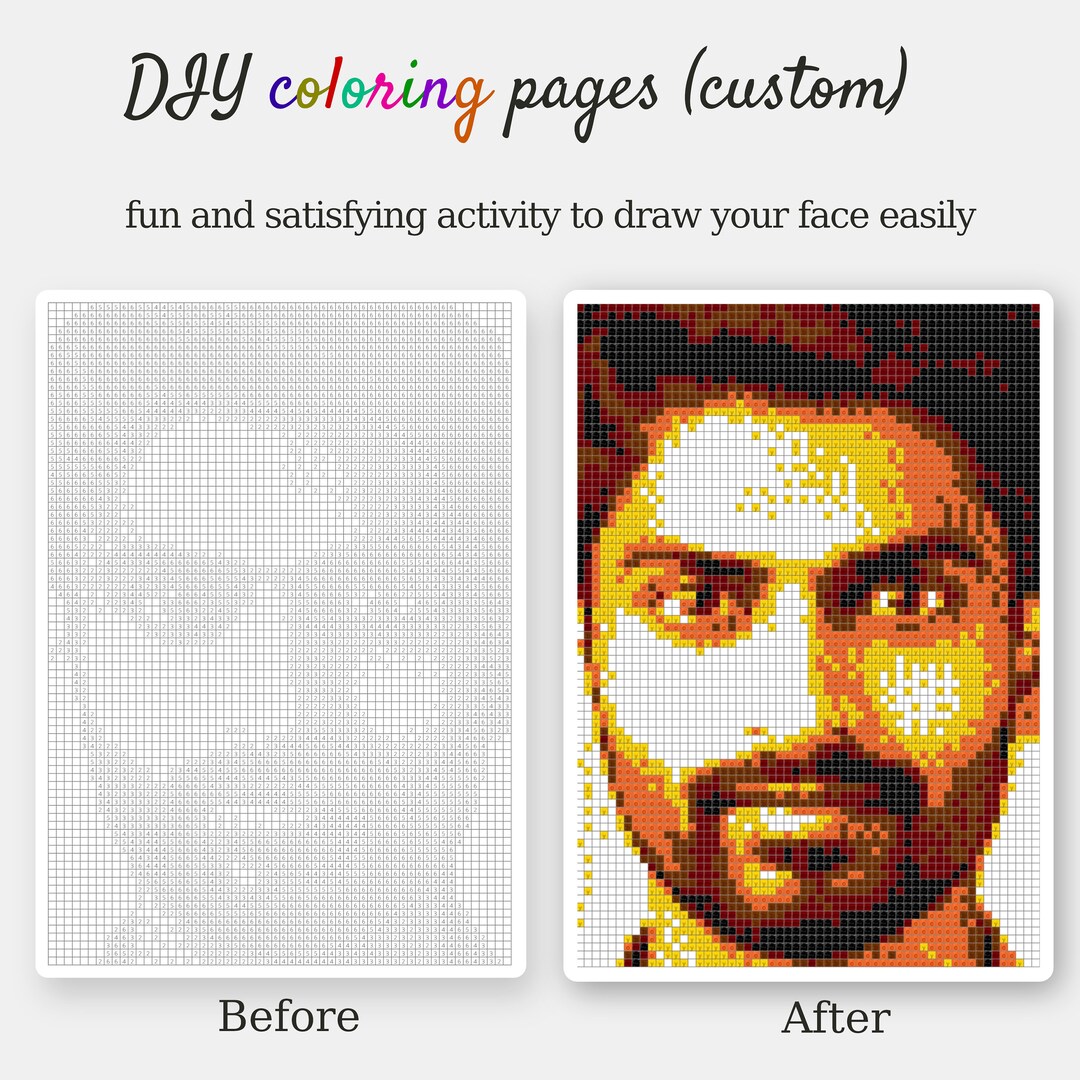 Custom Color by Number Coloring Pages, Easily Make Your Portrait in Two ...