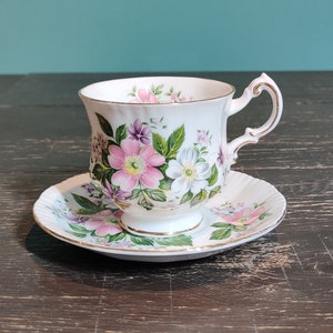 Vintage Paragon Cup and Saucer Flower Festival A Pink White And Purple