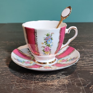 Royal Stafford Cup and Saucer, Vintage Bone China with Flowers