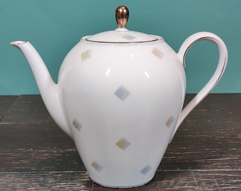 Vintage Teapot Feltmann Weiden Liane, Porcelain Teapot with Colored Decorations made in Bavaria Germany