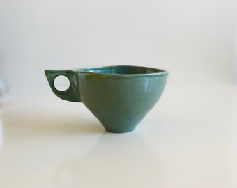 Stoneware Coffee Cup, Pottery Latte Cup,  Stoneware Tea Mug, Handmade Coffee Cup, Green Pottery Cup, Pottery Cappuccino Mug,Mothers Day Gift
