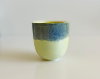 Handmade Stoneware Cup, Pottery Latte Mug ,Glazed Coffee Mug, Stoneware Mug, Yellow Blue Latte Mug, Cappuccino Mug, Tea Mug,Mothers Day Gift