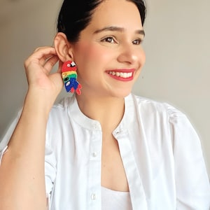 Colorful Handcrafted Beaded Parrot Earrings