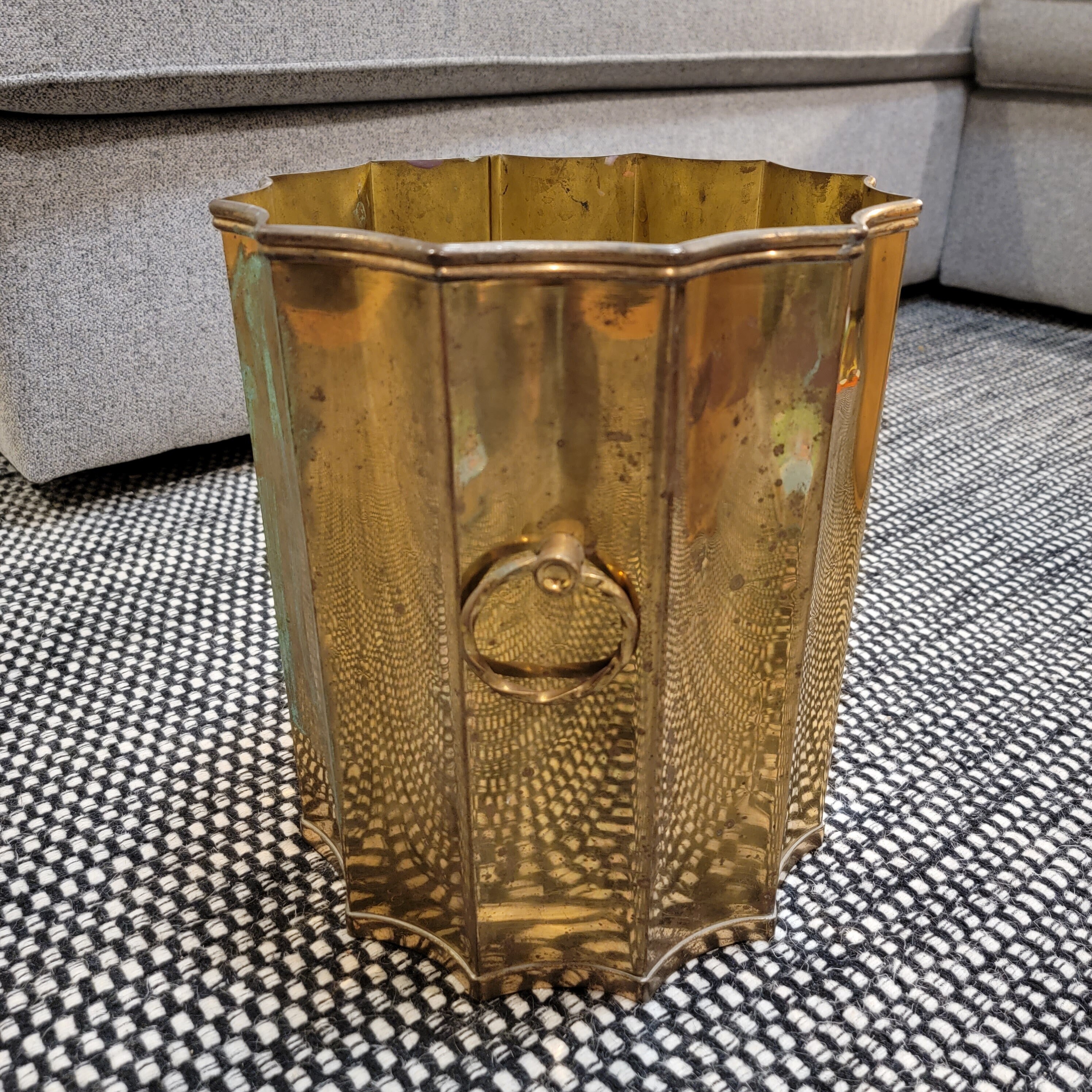 Vintage Brass Scalloped Garbage Can SOLD Etsy