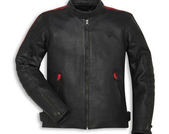 DUCATI レザーバイカージャケット ドゥカティ レーシングレザージャケット – メンズ プレミアムバイカー