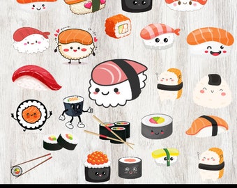 Sushi svg, Kawaii Sushi svg, Sushi Clipart, Kawaii Food svg, Kawaii Sushi svg Bundle.