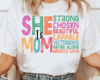 Elle est maman svg, elle est forte svg png, fête des mères svg, rétro mère png, maman vie png, fête des mères png, chemise maman, versets de la Bible svg.