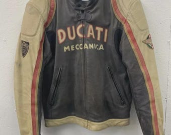 Ducati Meccanica Motorcycle Jacket Men | Vintage Racing Biker Gear | Classic touring Jacket
