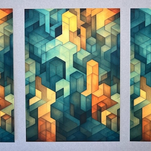 A5 oder Postkarte / Abstract N#6 / Print / Druck / Kunstdruck / Poster / Illustration / Karte / Formen / surreal / geometrisch / shapes